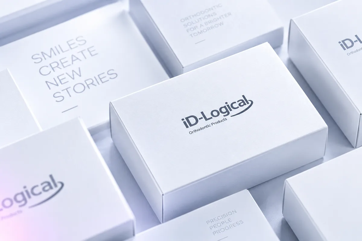 Фирменные коробки iD-Logical с надписью «Smiles create new stories»